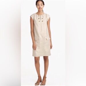 JCrew Golden Flax Metallic Linen Shift Dress